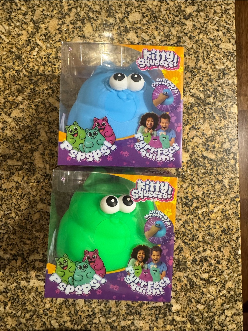 Squeeze Kitty Squeeze! Squishy Toy - Blue & Green
